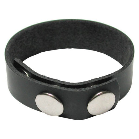 KinkLab 3 Snap Cock Ring - Black Leather Adjustable Cock Ring - COCK RINGS