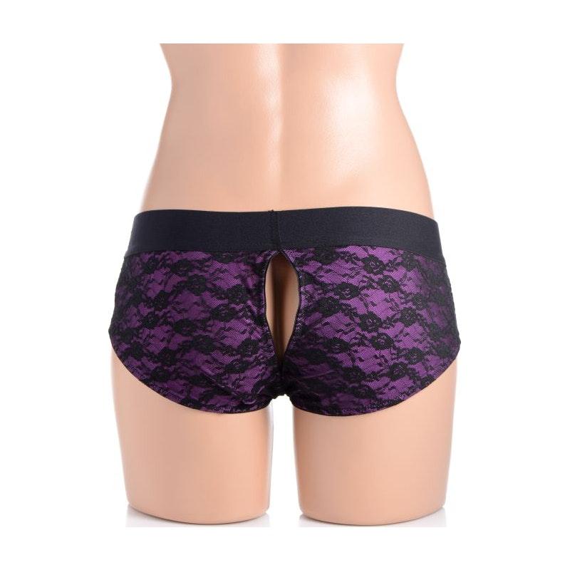 Lace Envy Panty Harness Purple L/XL - Adult Toys