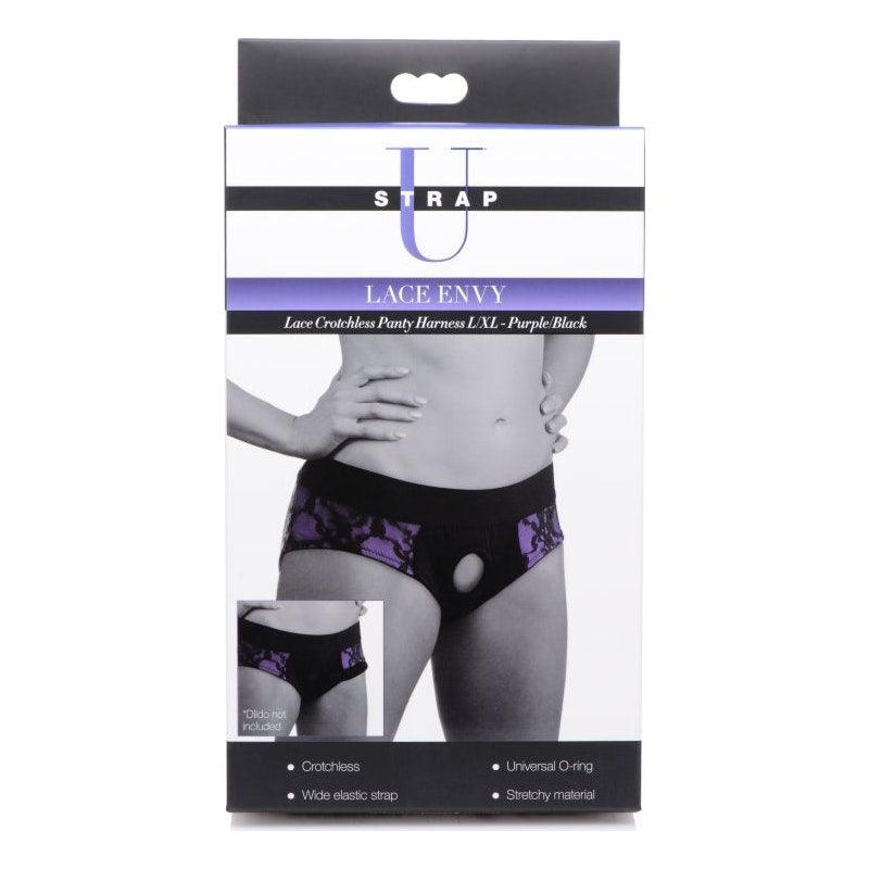 Lace Envy Panty Harness Purple L/XL - Adult Toys