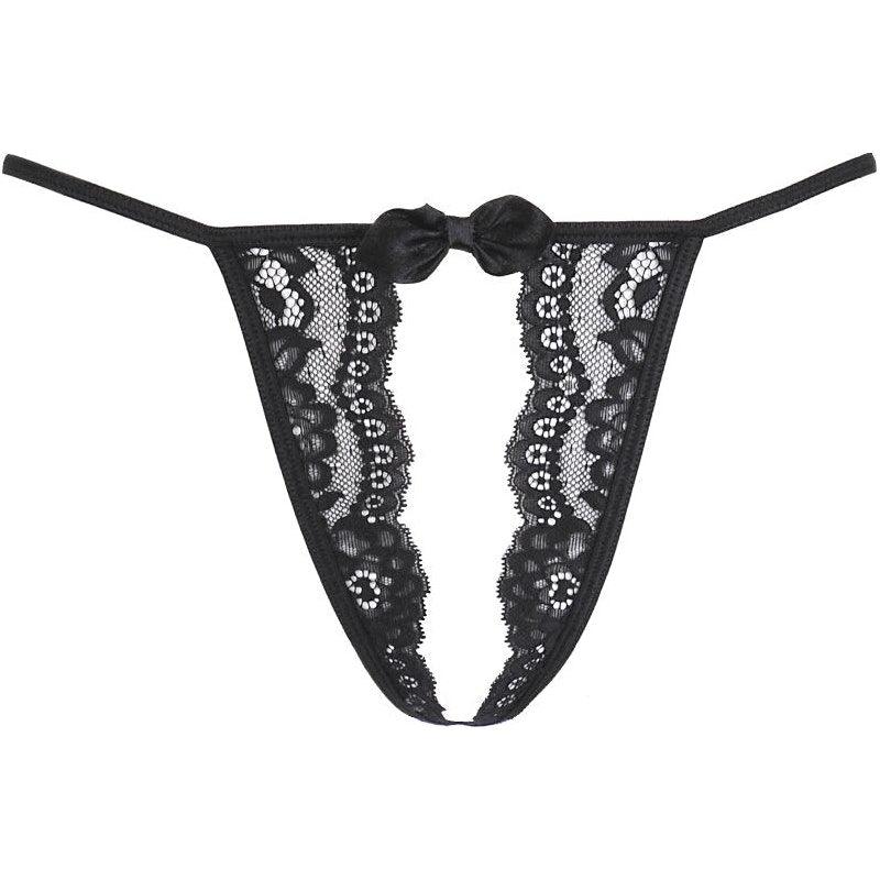 Lace Open Front G - String Black - Lingerie