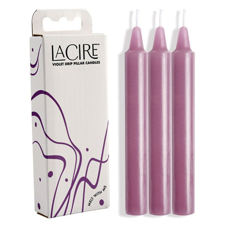 LaCire Drip Pillar Candles - Violet - Violet Drip Candles - Set of 3 - CANDLES