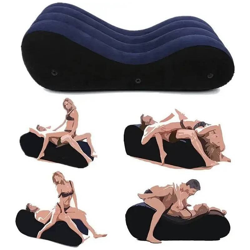 Large 1.5m Inflatable Suede Love Lounge with Handrail - Adult Toys