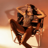 Leopard Fishnet Bodystocking Black - Lingerie