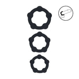 LEVELZ Beaded Silicone Cock Ring Set Of 3 In Black - COCK RINGS