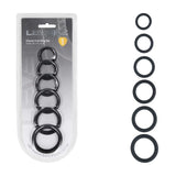 Levelz Classic Silicone Cock Ring Set Of 6 Sizes Black - COCK RINGS
