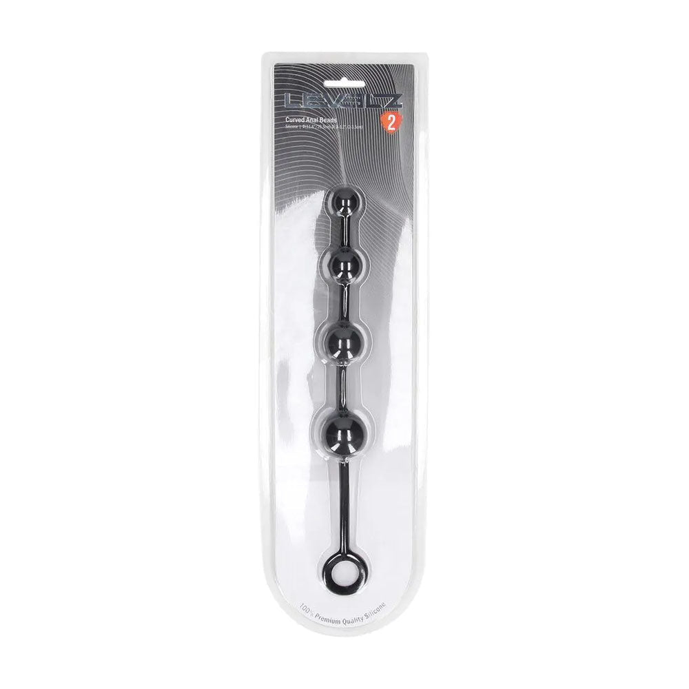 Levelz Curved Flexible Silicone Anal Beads Black 29.5 cm - ANAL TOYS
