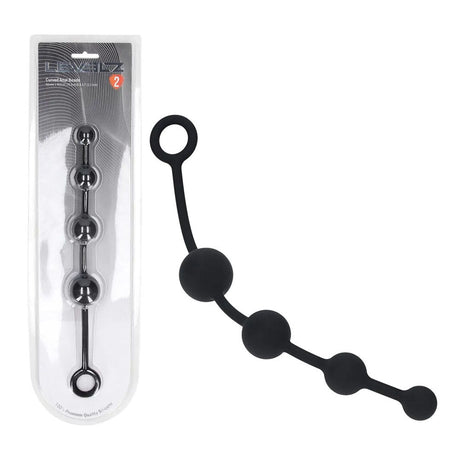 Levelz Curved Flexible Silicone Anal Beads Black 29.5 cm - ANAL TOYS