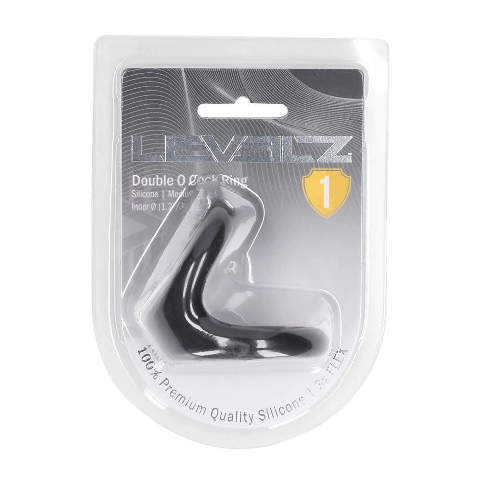 LEVELZ Double O Silicone Cock Ring Size M Black - COCK RINGS
