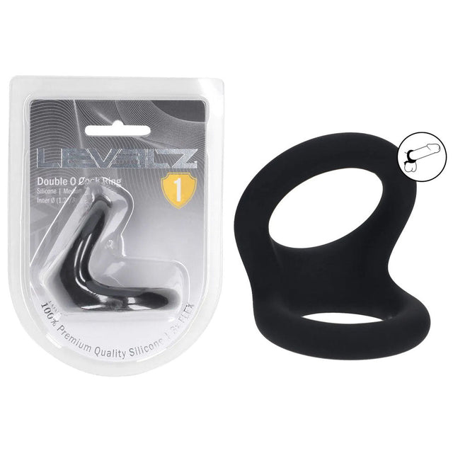 LEVELZ Double O Silicone Cock Ring Size M Black - COCK RINGS