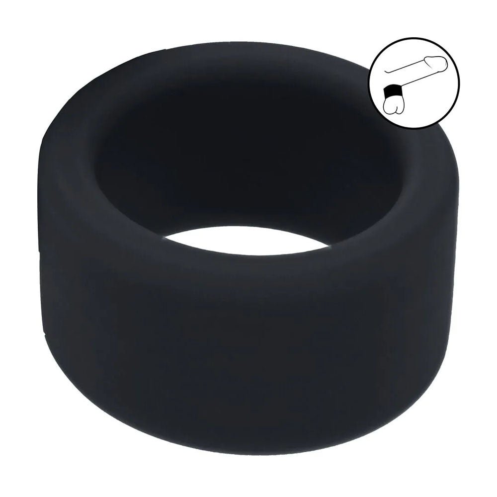 Levelz Liquid Silicone Ball Strap Medium Black For Men - COCK RINGS