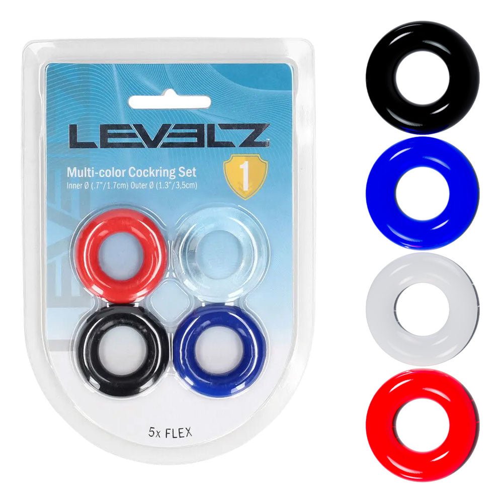 Levelz Multicolour Cock Ring Set 4 Pack Coloured Cock Rings - COCK RINGS