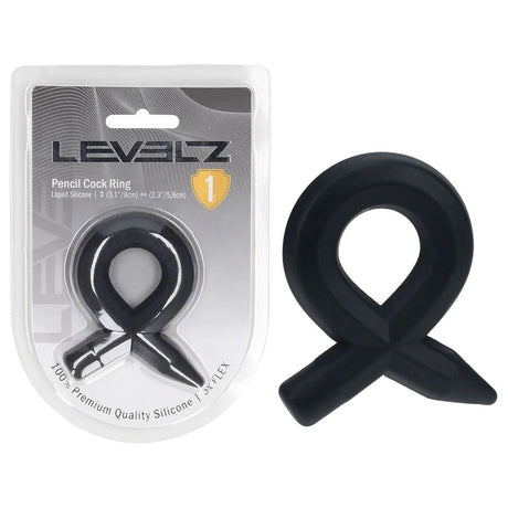 LEVELZ Pencil Liquid Silicone Cock Ring Black - COCK RINGS