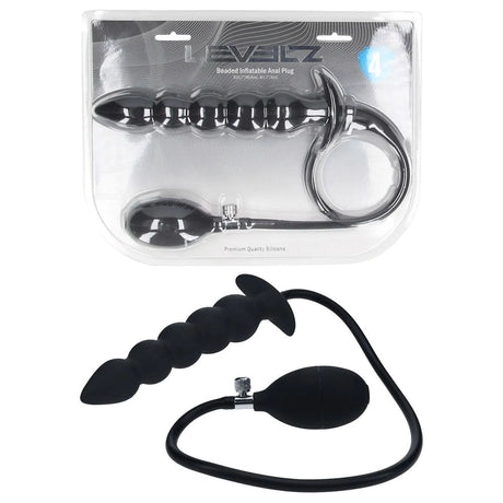 LEVELZ Premium Beaded Inflatable Anal Plug Black Butt Plug - ANAL TOYS