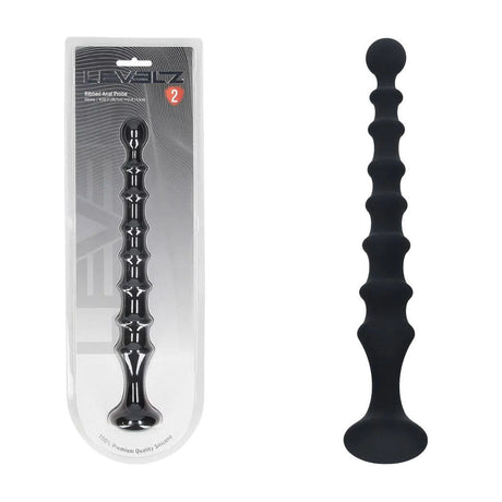 Levelz Ribbed Silicone Flared Anal Probe Black 26.7cm - ANAL TOYS
