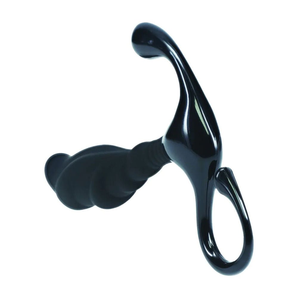 Levelz Rippled Prostate Massager Hard Loop Medium Black - ANAL TOYS