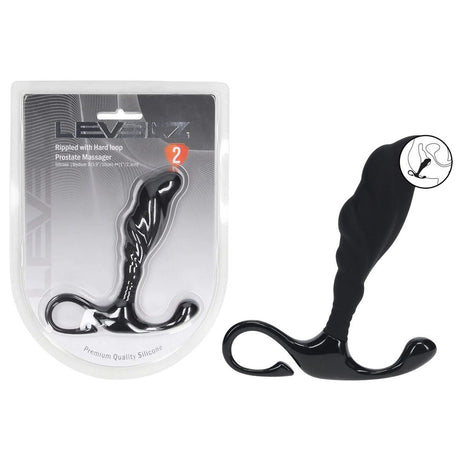 Levelz Rippled Prostate Massager Hard Loop Medium Black - ANAL TOYS