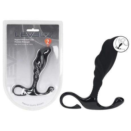 LEVELZ Rippled Prostate Massager With Hard Loop Large Black - ANAL TOYS