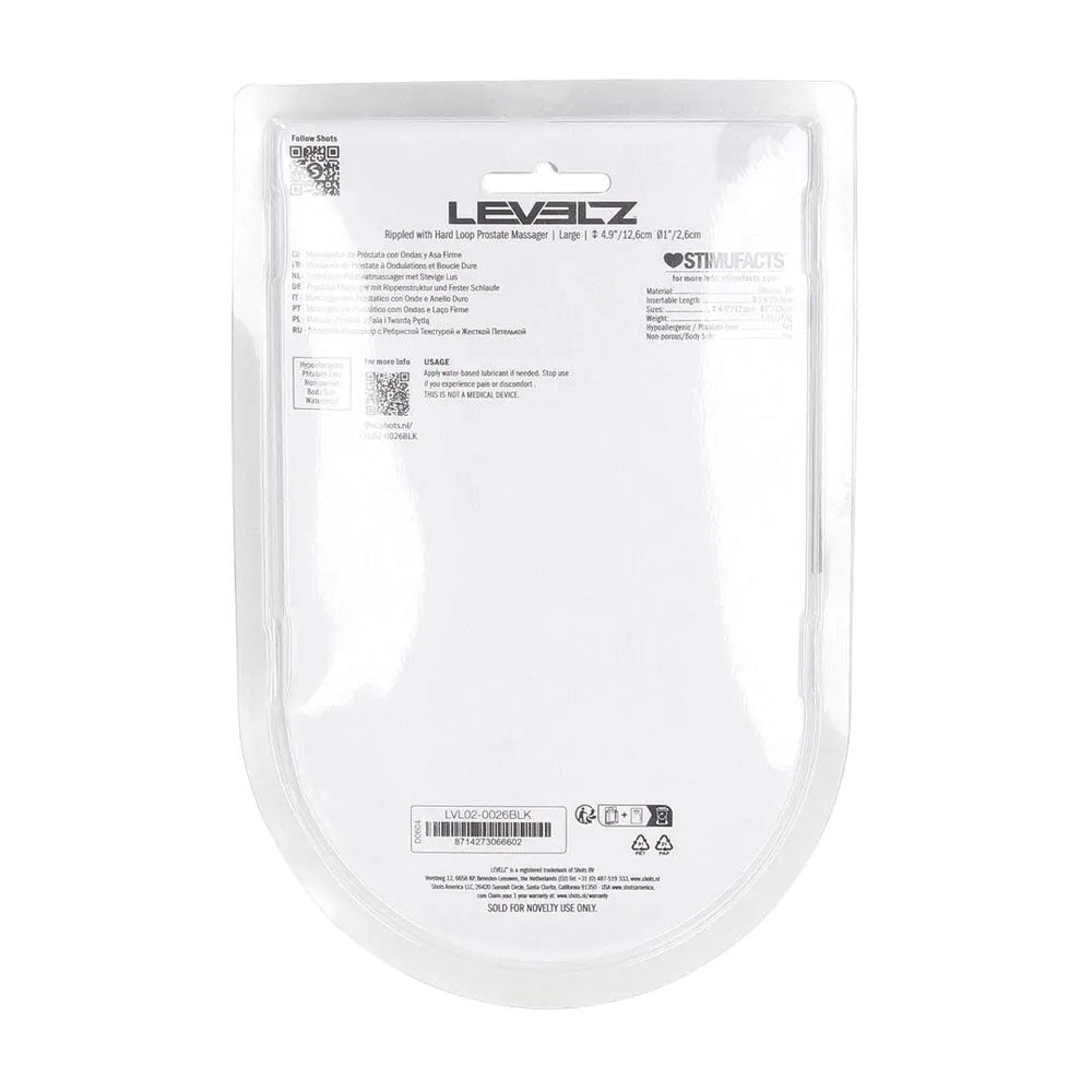 LEVELZ Rippled Prostate Massager With Hard Loop Large Black - ANAL TOYS