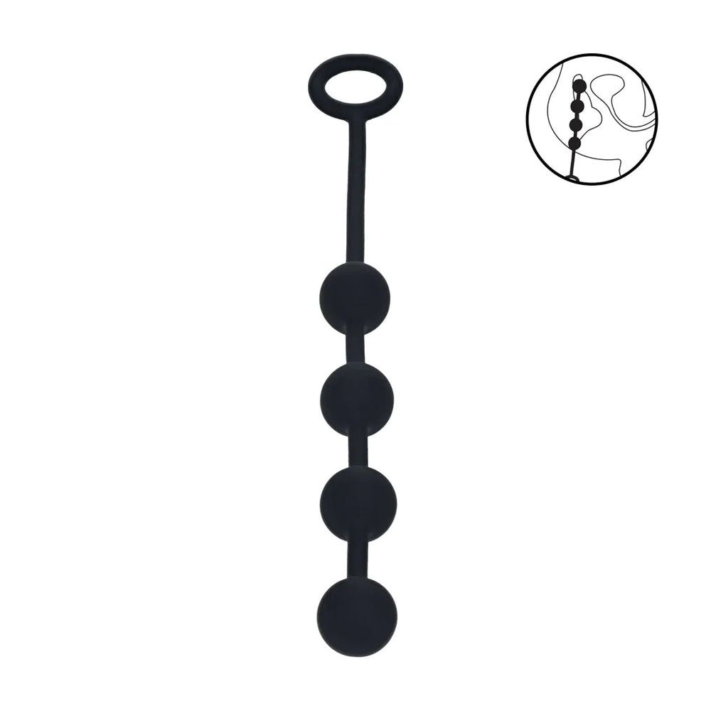 Levelz Round Silicone Anal Balls Medium Black 20mm - ANAL TOYS