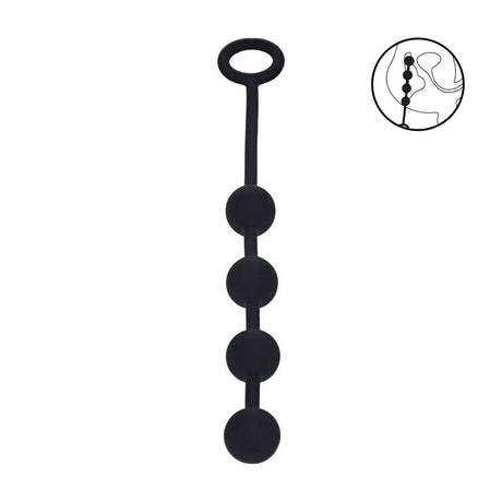 Levelz Round Silicone Anal Balls Medium Black 20mm - ANAL TOYS