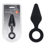LEVELZ Silicone Anal Plug With Loop Large Black Butt Plug - ANAL TOYS