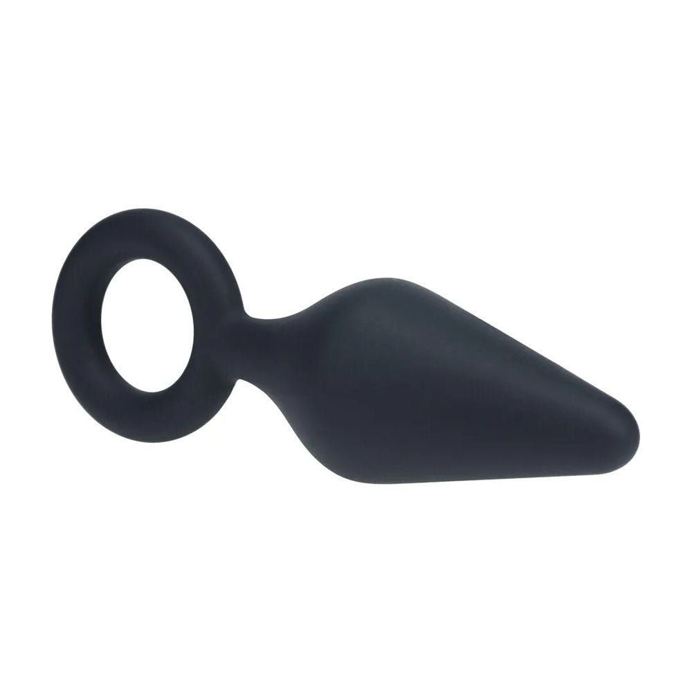 LEVELZ Silicone Anal Plug With Loop Large Black Butt Plug - ANAL TOYS
