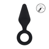 LEVELZ Silicone Anal Plug With Loop Large Black Butt Plug - ANAL TOYS