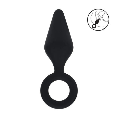 LEVELZ Silicone Anal Plug With Loop Large Black Butt Plug - ANAL TOYS