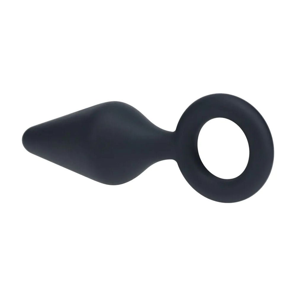 LEVELZ Silicone Anal Plug With Loop Large Black Butt Plug - ANAL TOYS