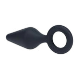 LEVELZ Silicone Anal Plug With Loop Large Black Butt Plug - ANAL TOYS