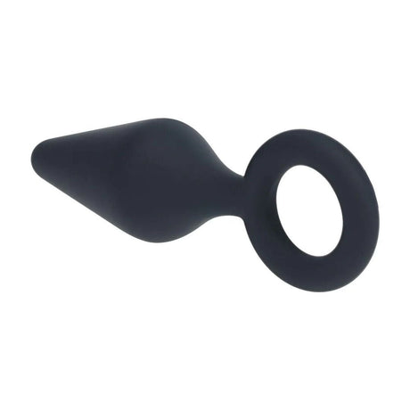 Levelz Silicone Anal Plug With Loop Small Black Butt Plug - ANAL TOYS