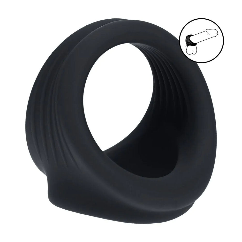 LEVELZ Silicone Cock and Ball Harness Black - COCK RINGS