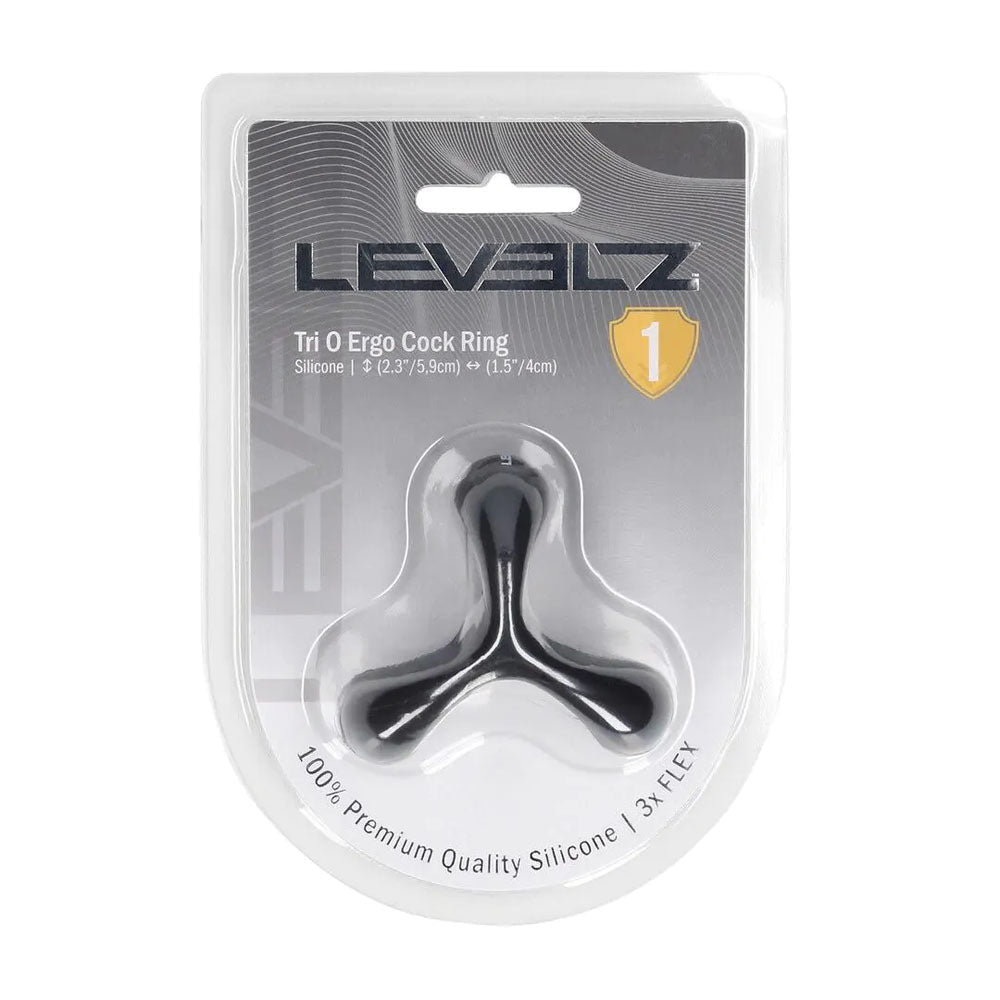 Levelz Tri O Ergo Silicone Cock Ring Black - COCK RINGS