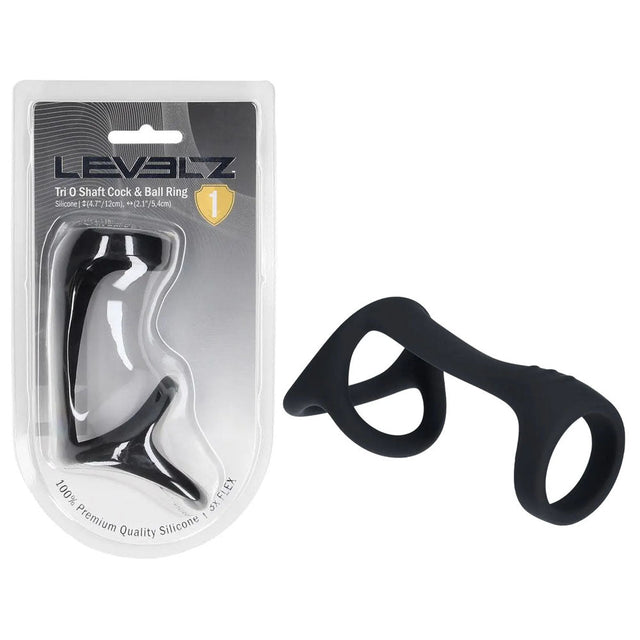 Levelz Tri O Silicone Shaft Cock and Ball Ring Black - COCK RINGS