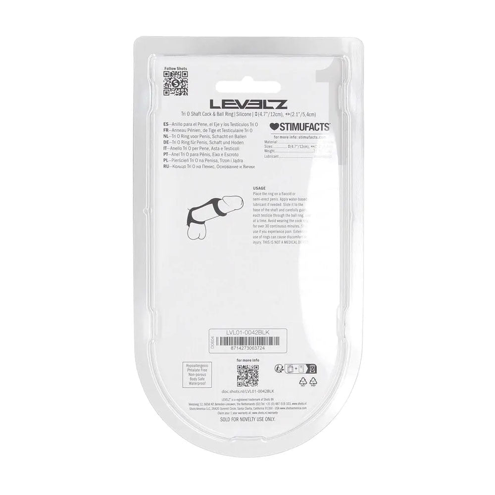 Levelz Tri O Silicone Shaft Cock and Ball Ring Black - COCK RINGS