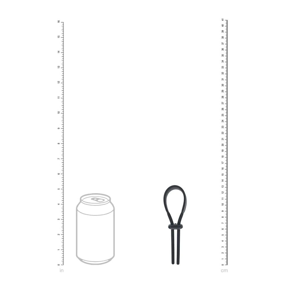 Levelz Wide Adjustable Silicone Lasso Cock Ring Black - COCK RINGS