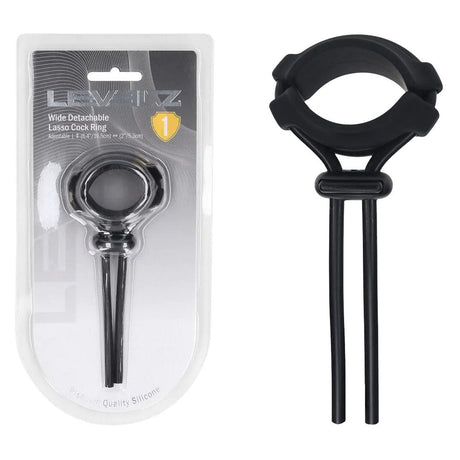 Levelz Wide Detachable Lasso Cock Ring Black Adjustable - COCK RINGS