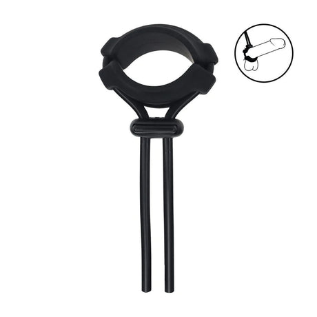 Levelz Wide Detachable Lasso Cock Ring Black Adjustable - COCK RINGS