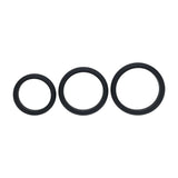 LEVELZ Wide O Silicone Cock Ring Set Of 3 Sizes L XL 2X Black - COCK RINGS