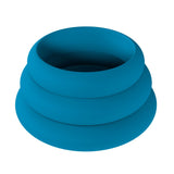 Levelz Wide O Silicone Cock Ring Set Of Three Teal Sizes L XL 2X - COCK RINGS