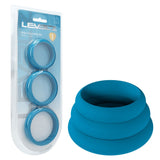 Levelz Wide O Silicone Cock Ring Set Of Three Teal Sizes L XL 2X - COCK RINGS