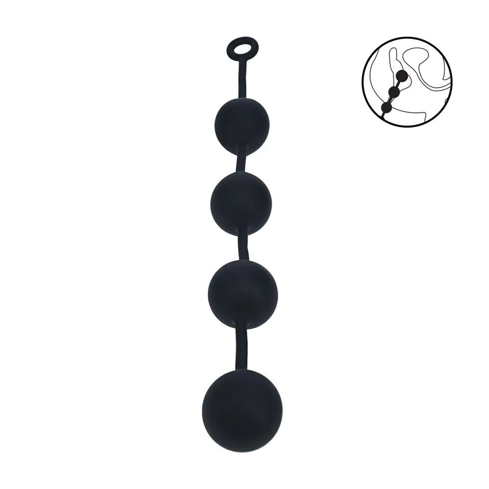 Levelz XXL Round Anal Balls 60mm Black 52.5 Cm Anal Beads - ANAL TOYS