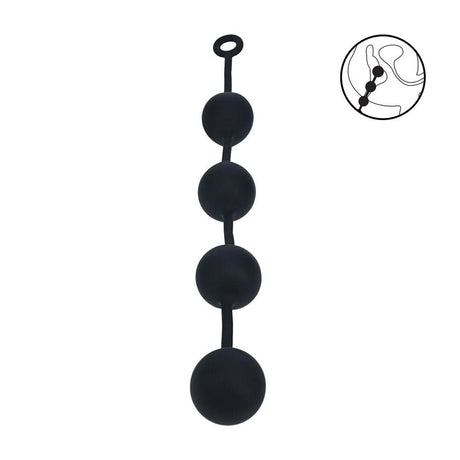 Levelz XXL Round Anal Balls 60mm Black 52.5 Cm Anal Beads - ANAL TOYS