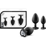 Luxe Bling Plugs Training Kit Black With Clear Gems - Adult Toys