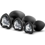 Luxe Bling Plugs Training Kit Black With Clear Gems - Adult Toys
