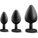 Luxe Bling Plugs Training Kit Black With Clear Gems - Adult Toys