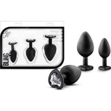 Luxe Bling Plugs Training Kit Black With Clear Gems - Adult Toys