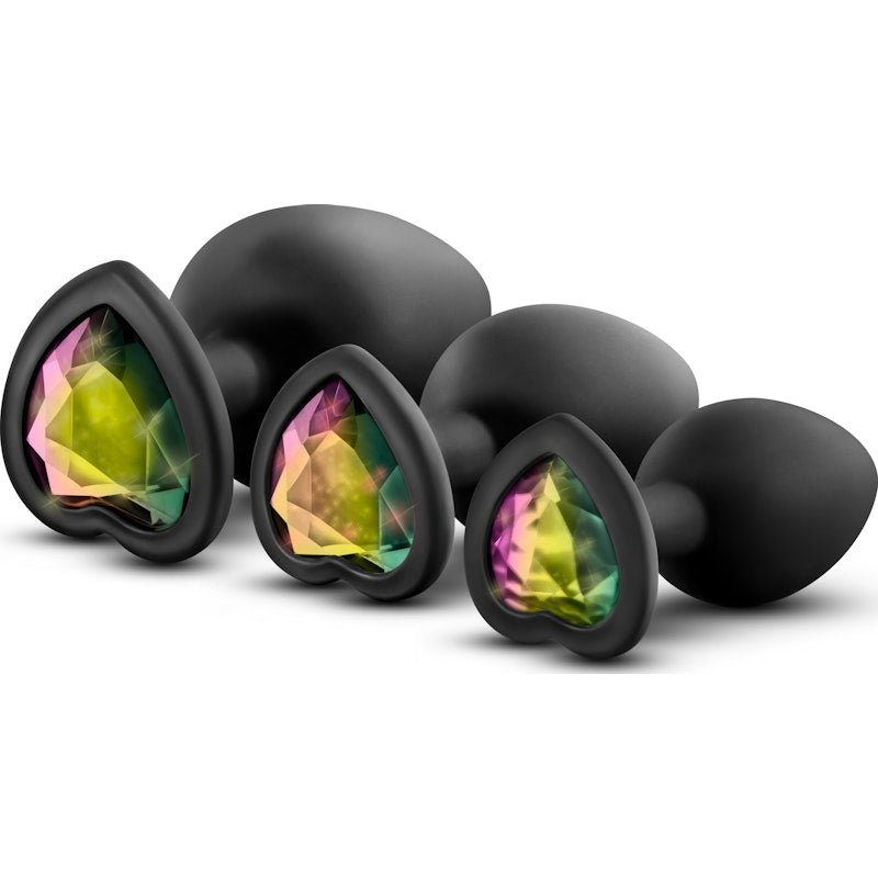 Luxe Bling Plugs Training Kit Black With Rainbow Gems - Adult Toys