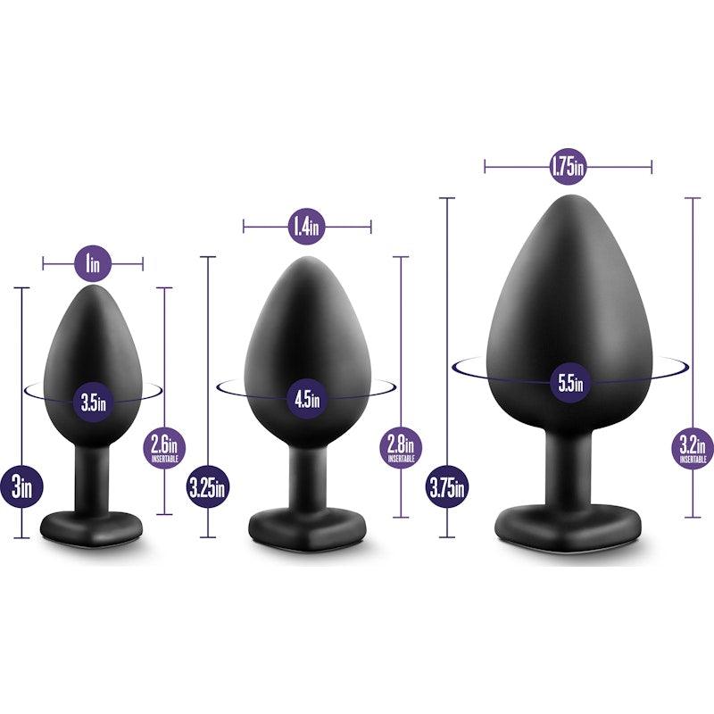 Luxe Bling Plugs Training Kit Black With Rainbow Gems - Adult Toys