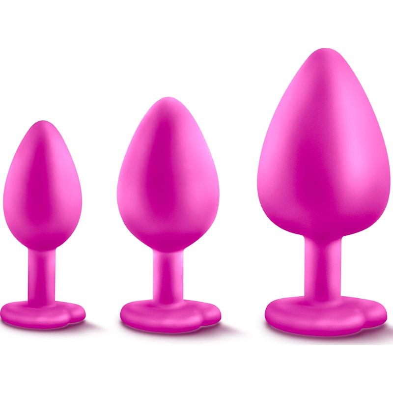 Luxe Bling Plugs Training Kit Pink With White Gems - Naughty by Nature Adult Store